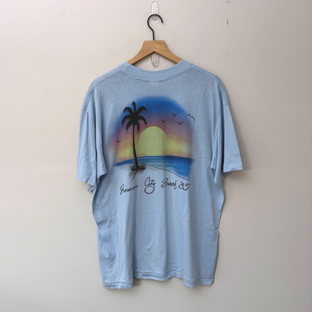 Vintage 80s Airbrush Panama City Beach Souvenir Single Stitch T-SHIRT Jereve XL*